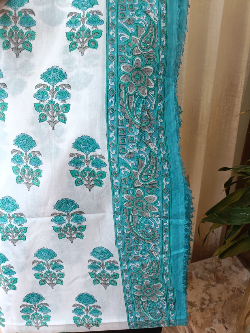 Premium BAGRU hand block cotton 3 pc Suit with Kota Dupatta
