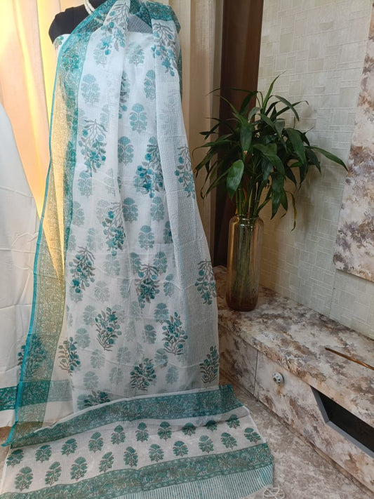 Premium BAGRU hand block cotton 3 pc Suit with Kota Dupatta