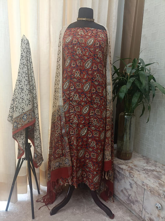 Pure Cotton AJRAKH Hand Block Suits with linen Dupatta