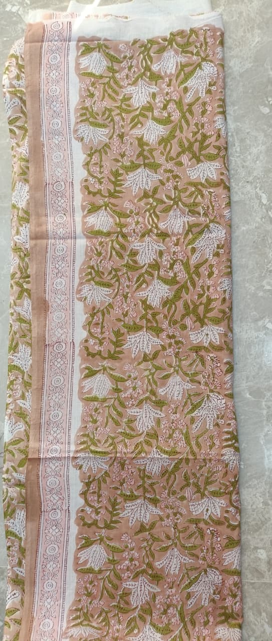 Premium BAGRU hand block cotton 3 pc Suit with Chiffon Dupatta