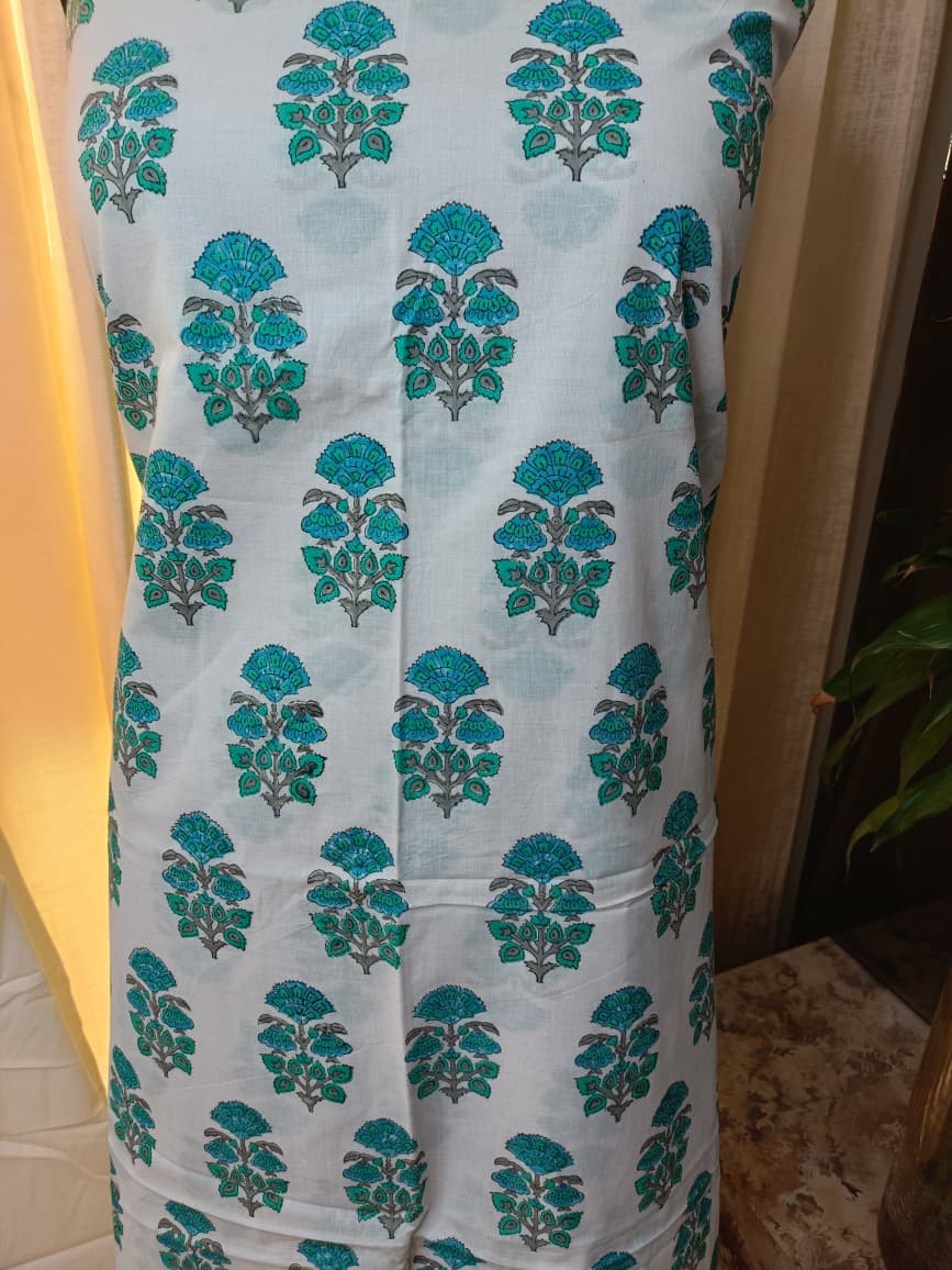 Premium BAGRU hand block cotton 3 pc Suit with Kota Dupatta