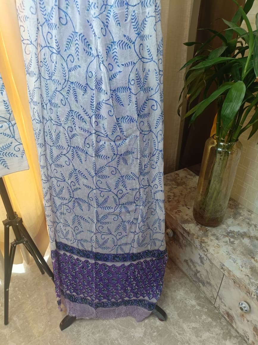 Premium BAGRU hand block cotton 3 pc Suit with Chiffon Dupatta